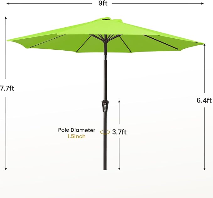MEWAY 9ft Patio Umbrella Outdoor Table Umbrellas - Image 7