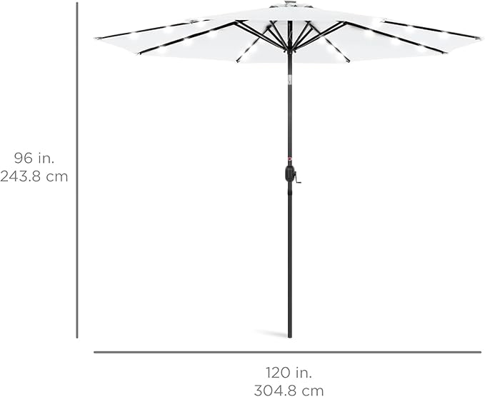 Best Choice Products 10ft Solar Polyester LED Lighted Patio Umbrella w/Tilt - Image 7