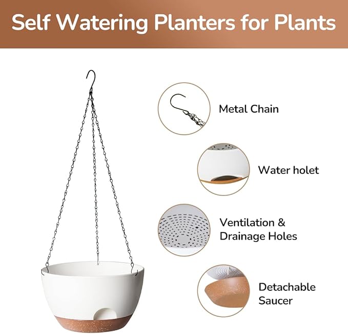 Hanging Planter, 12 Inch Self-Watering Hanging Planters - Image 4