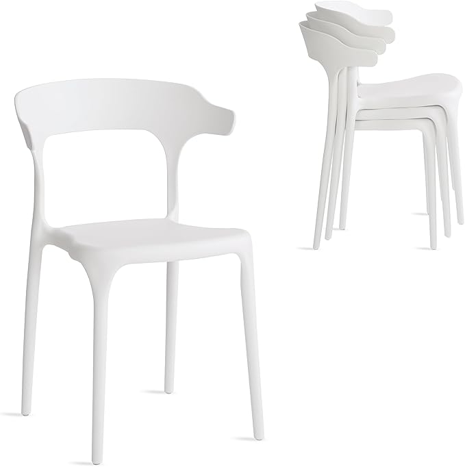 Modern Stackable Dining Chair Set, No Assembly, Plastic Chair, Patio Chair by XDECO