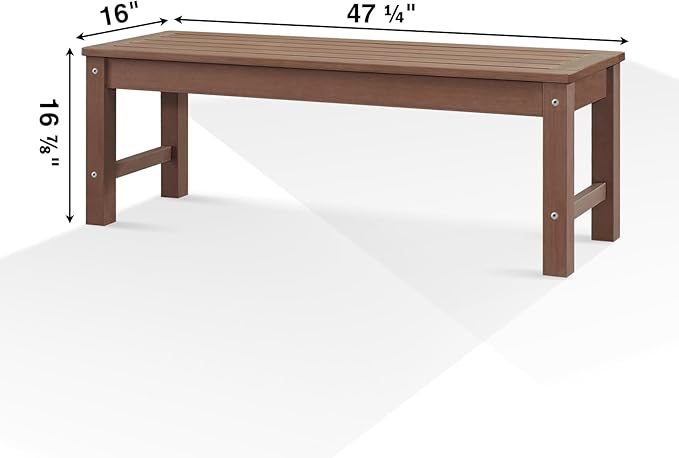 Psilvam Knight Bench, Two Person Outdoor Poly Lumber Patio Backless Bench - Image 3