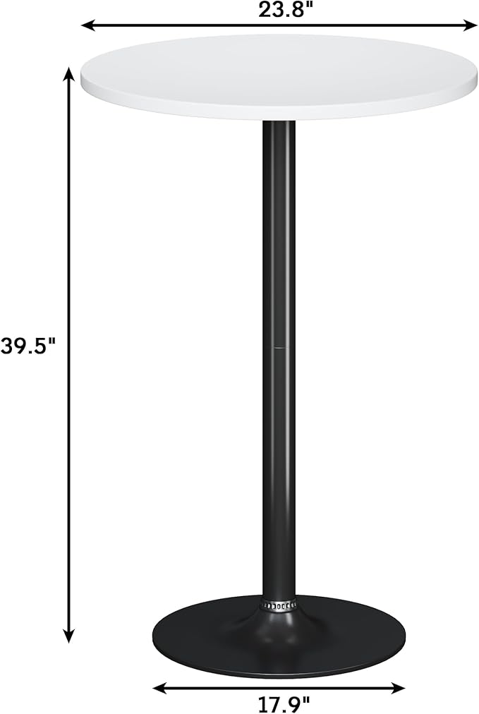 Flamaker Round Bistro Pub Table Modern Style Metal Base MDF Top Cocktail Bar - Image 3