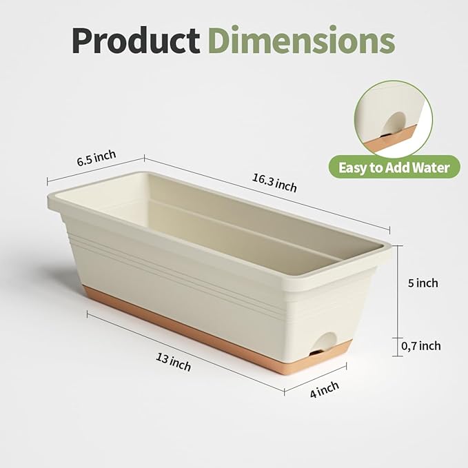 Window Box Planter, 6 Pack Plastic Vegetable Flower Window Planters Boxes 16 - Image 2