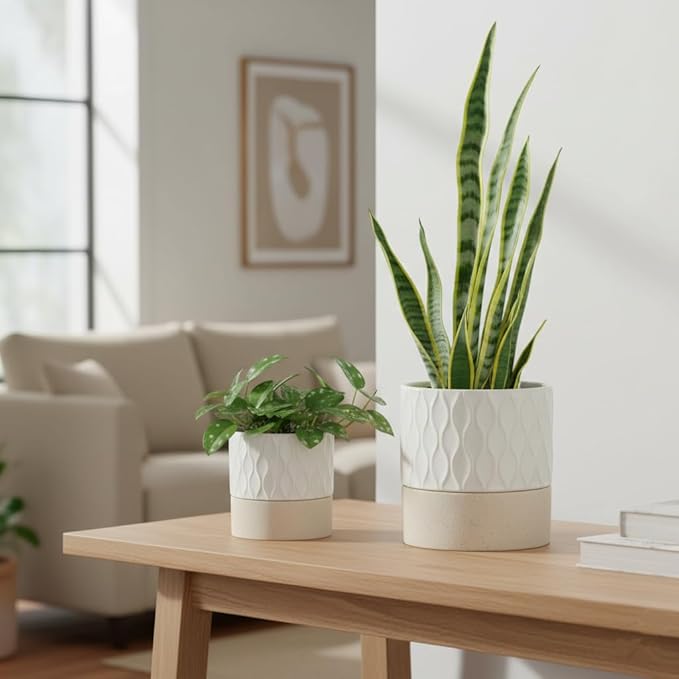Nihow Self Watering Plant Pot for Indoor Plants: 4.5+6 Inch Ceramic Planter - Image 5