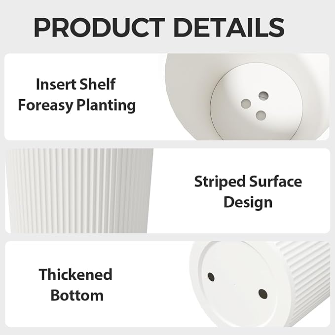 23.6" Tall Planters for Outdoor Plants, Large Outdoor Planters for Front Porch - Image 3