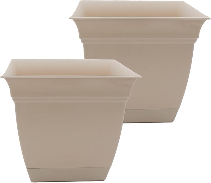 The HC Companies 12 Inch Eclipse Square Planter Pots w/Drainage Holes & by TheHCCompanies