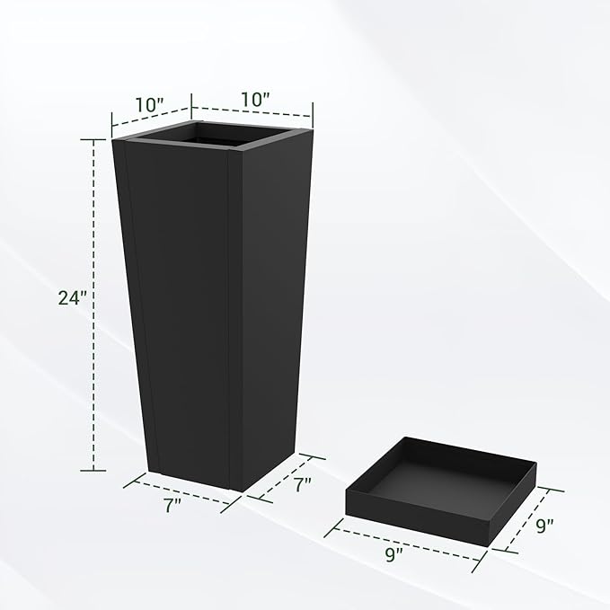 Tall Outdoor Planters Set of 2, 24 inch Tall Planters - Image 2