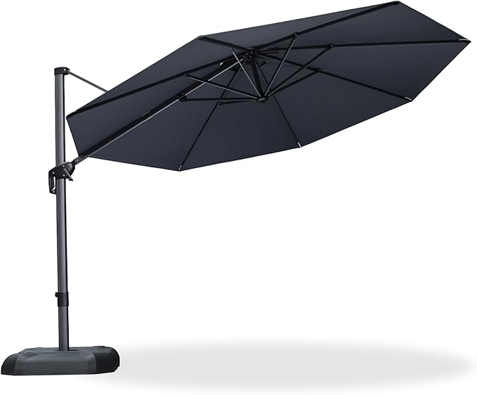PURPLE LEAF 11 Feet Patio Umbrella Outdoor Cantilever Round Umbrella Aluminum - Image 9