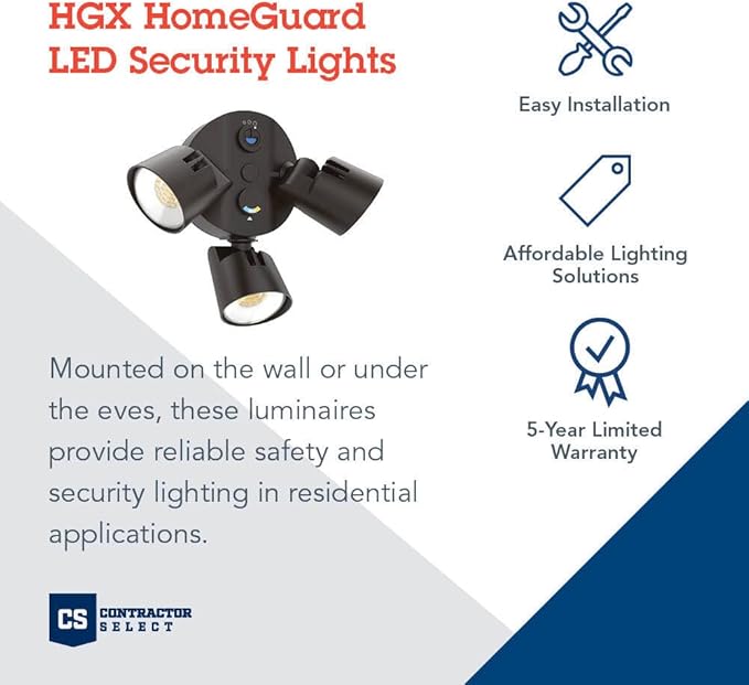 Lithonia Lighting HomeGuard 3-Light LED Outdoor Flood Lights, Outdoor LED Lights - Image 2