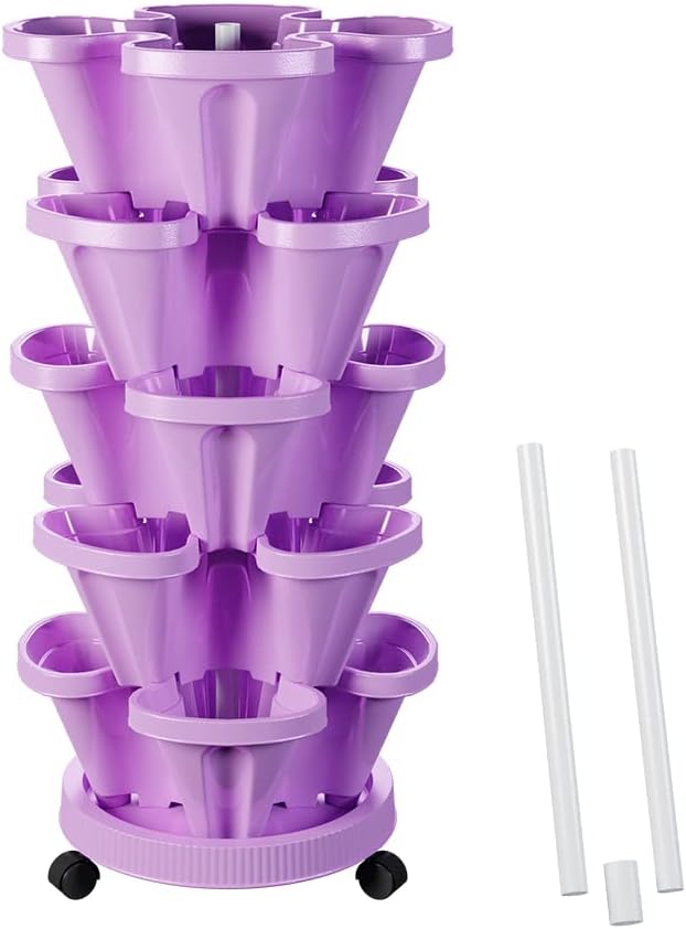 Strawberry Vertical Planter GardenTower, 5 Tiered Stackable Planter by Tectsia