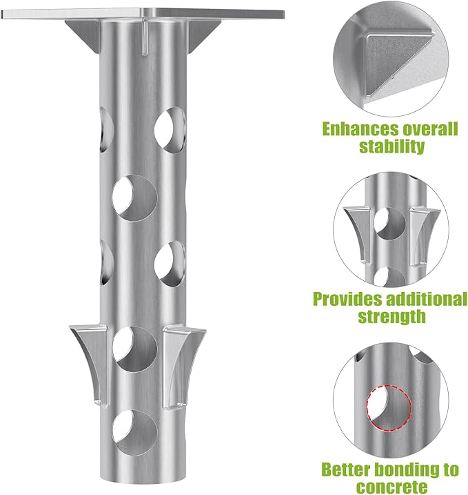 Universal In-Ground Umbrella Base, Rust-Resistant Steel Concrete Holder - Image 5