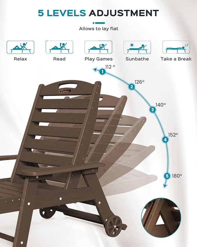 Ciokea Outdoor Lounge Chair Set of 4, All Weather Patio Chaise Lounge Chair - Image 4