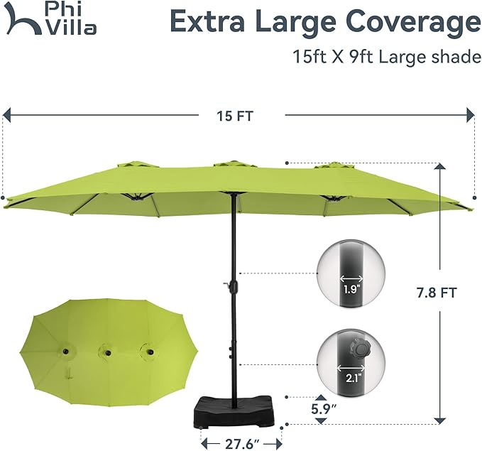 PHI VILLA 15ft Large Patio Umbrellas - Image 6