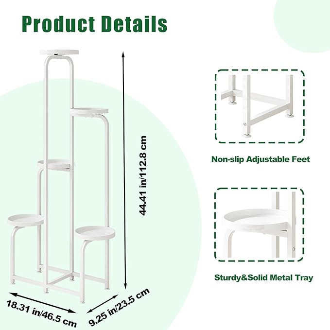 Plant Stand Indoor Outdoor 5 Tier Metal Plant Shelf - Image 4