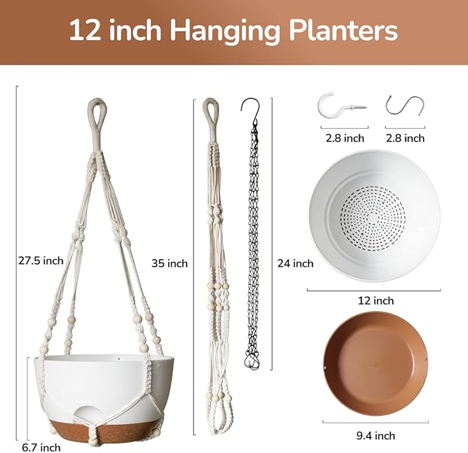 12 Inch Hanging Baskets for Plants Outdoor, Hanging Planters for Indoor Outdoor - Image 2
