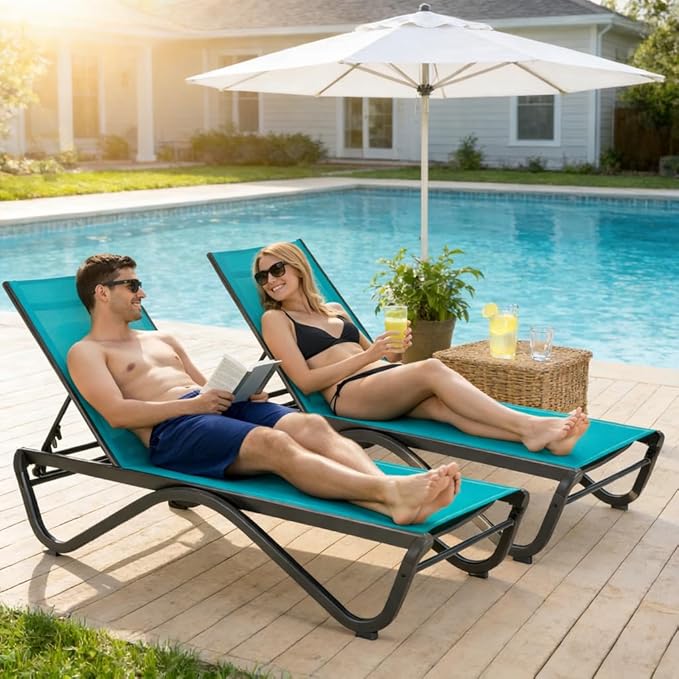 Kozyard Outdoor Chaise Lounge Chair, Full Aluminum Frame, Adjustable Reclining - Image 7