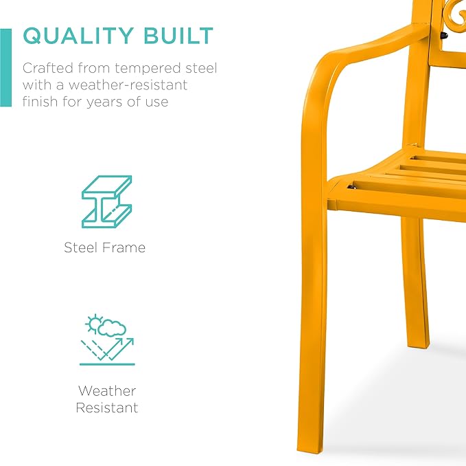 Best Choice Products Outdoor Bench Steel Garden Patio Porch Furniture - Image 4