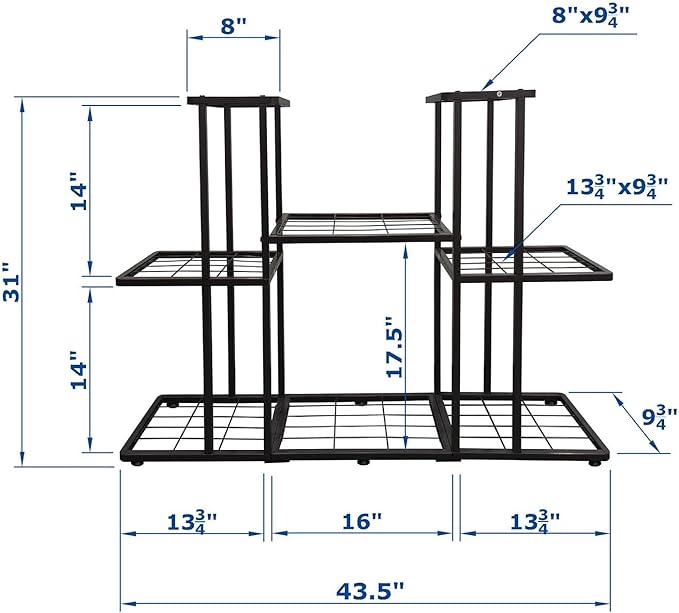 MTB Garden 3 Tier 8 Potted Metal Large Plant Stand - Image 4