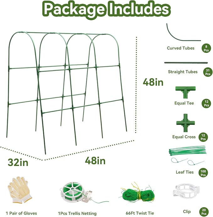 2 Pack Cucumber Trellis for Raised Bed, U-Shape Garden Trellis for Climbing - Image 5