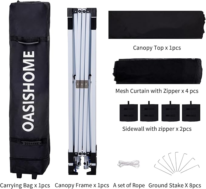 OASISHOME 10'x10' Pop-Up Gazebo Canopy Tent - Image 3