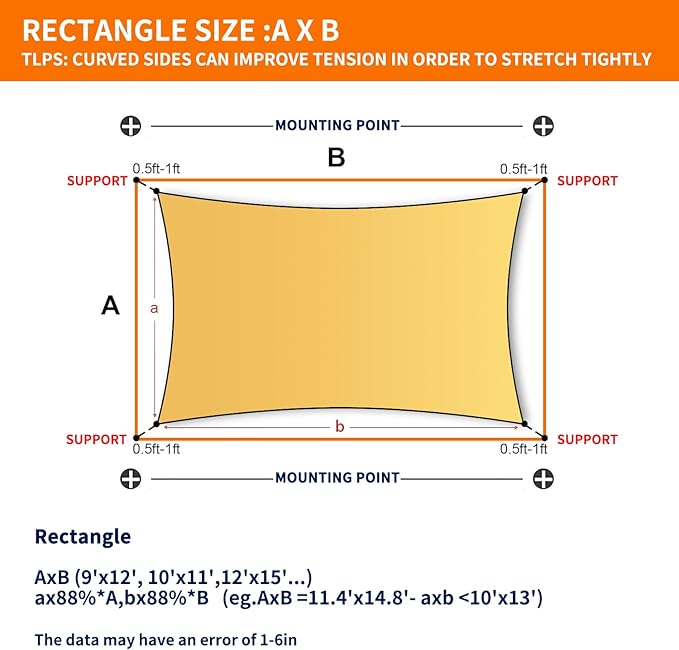 8'x8' Sun Shade Sail Curved Commercial Outdoor Shade Cover Dark Grey Rectangle - Image 2