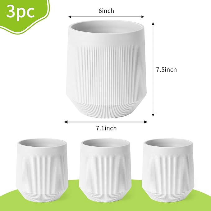 Plant Pots，Set of 3 Plastic Pots - Image 2