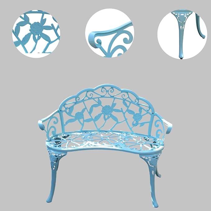 KAILI Garden Bench, Metal Aluminum Rose, Suitable - Image 5
