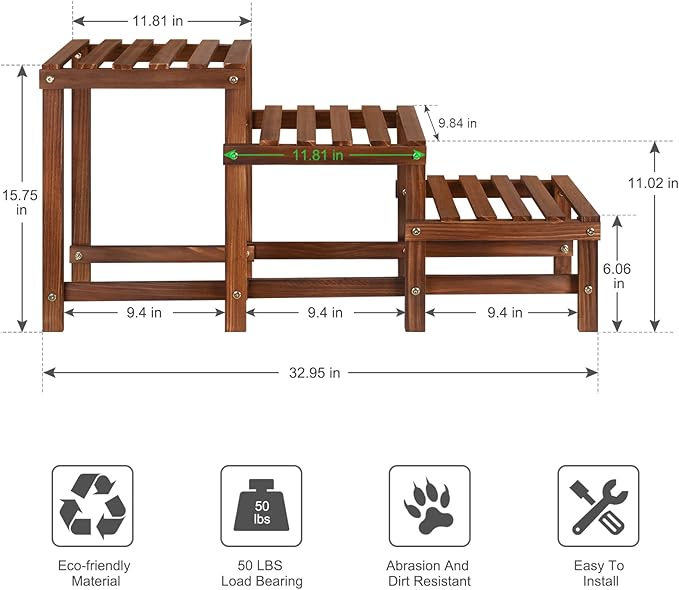 3 Tiers Plant Stand Indoor, Wood Plant Stands - Image 2