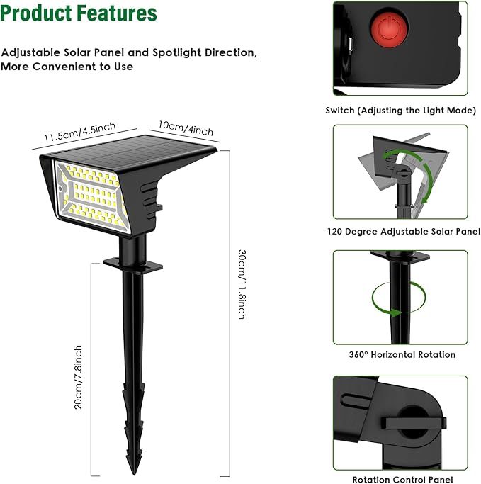 Solar Spot Lights Outdoor with 60 LED & Auto On/Off, 6 Pack Solar Lights - Image 7