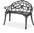 VINGLI 38.5" Patio Park Garden Outdoor Metal Rose Bench, 2-Person Cast Iron by VINGLI
