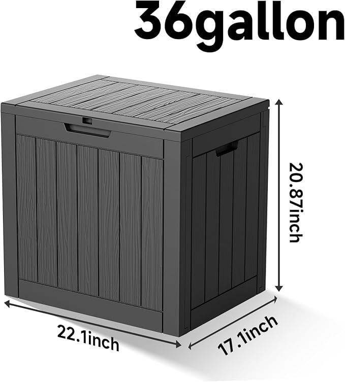 EasyUp 36 Gallon Outdoor Storage Box Waterproof, Resin Outdoor Deck Box - Image 2