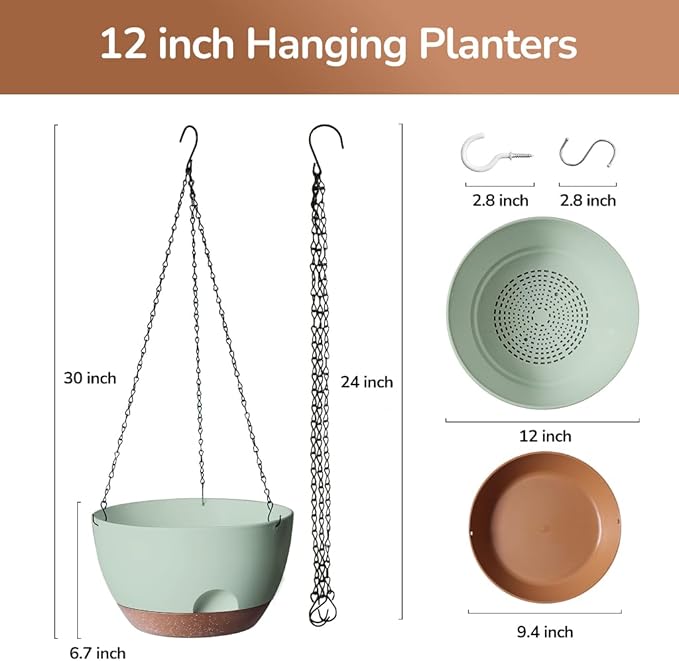 12 Inch Hanging Baskets for Plants Outdoor, Hanging Planters for Indoor Outdoor - Image 2