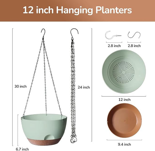 12 Inch Hanging Baskets for Plants Outdoor, Hanging Planters for Indoor Outdoor - Image 2