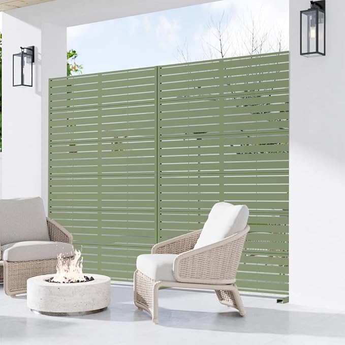 Casaphoria Metal Privacy Screen Outdoor, Light Green-Louvered - Image 3