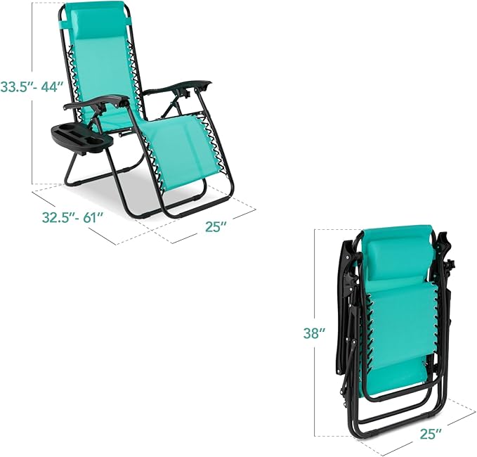 Best Choice Products Set of 2 Adjustable Steel Mesh Zero Gravity Lounge Chair - Image 3