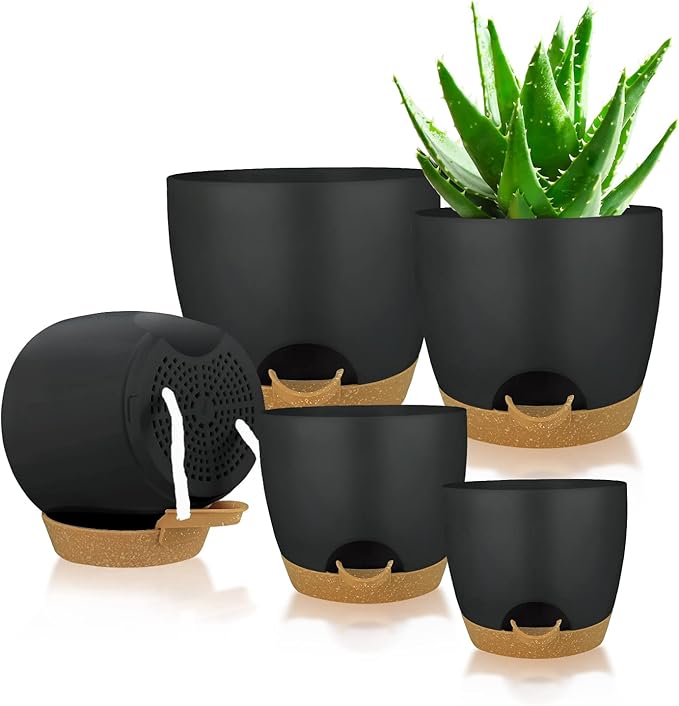 Self Watering Planters with Drainage Holes Reservoir, Nursery Planting Pot - Image 8