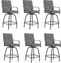 Patio Swivel Bar Stools Set of 6, Outdoor Bar Height Swivel Chairs by STRPRETTYBASIC