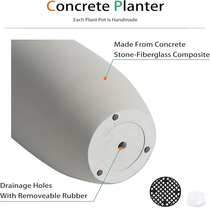 Tall Planters for Outdoor Plants, Large Concrete Flower Pots for Garden Front - Image 6