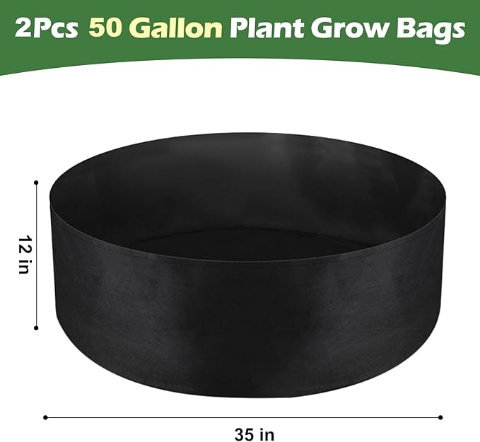 LBTING 2Pcs 50 Gallon Plant Grow Bags, Fabric Raised Planting Bed Heavy Duty - Image 2