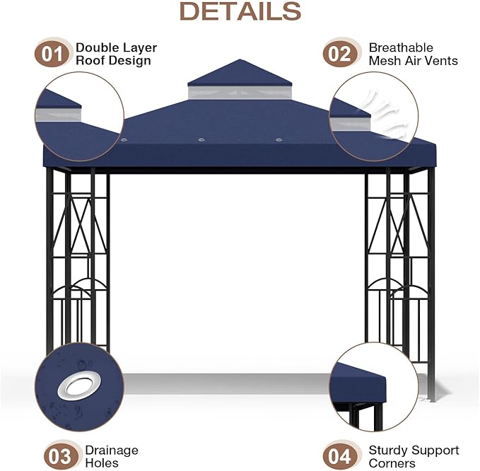 10x10 Canopy Replacement Top Double Tiered Gazebo Cover - Image 3