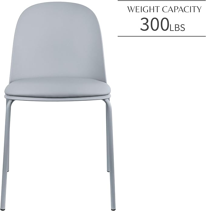 2xhome Set of 2 Modern Stackable Armless Dining Chairs, Plastic Shell Seat - Image 5