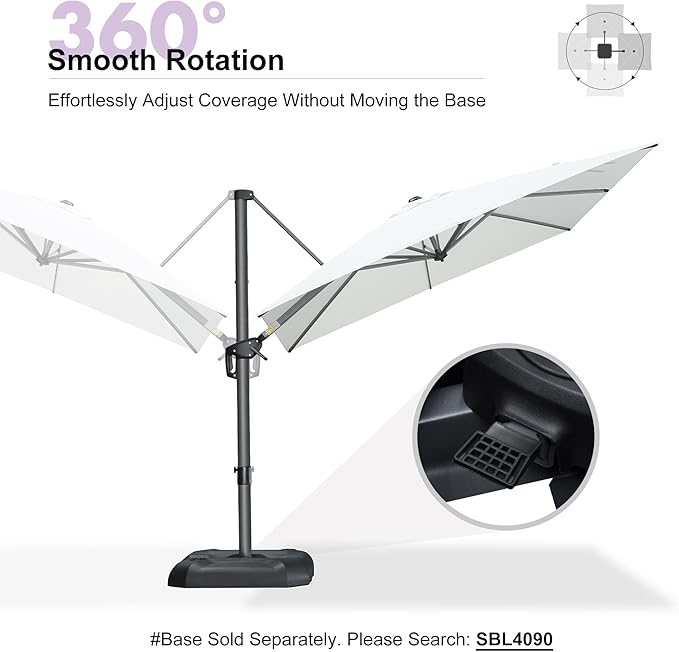 PURPLE LEAF 8 Feet Patio Umbrella Outdoor Cantilever Square Umbrella Aluminum - Image 7