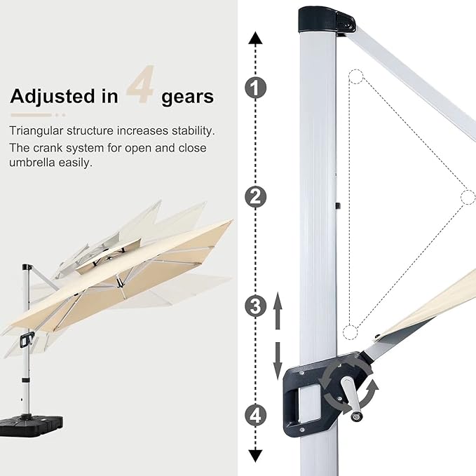 ABCCANOPY Patio Umbrella Cantilever Double Top Outdoor Offset Umbrella - Image 3