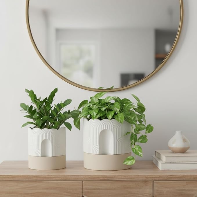 Nihow Self Watering Plant Pot for Indoor Plants : 6 Inch & 8 Inch Ceramic - Image 6