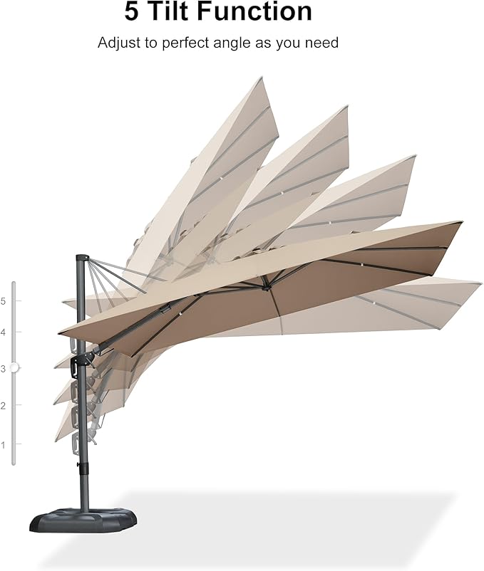 PURPLE LEAF 11.5' X 8.2' Tilting Patio Umbrella - Image 8