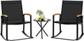 Shintenchi 3 Piece Outdoor Rocking Bistro Set, Textilene Fabric Small Patio by Shintenchi