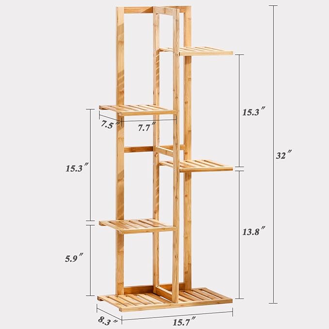 Bamboo 5 Tier 6 Potted Plant Stand Rack Multiple Flower Pot Holder Shelf Indoor - Image 6