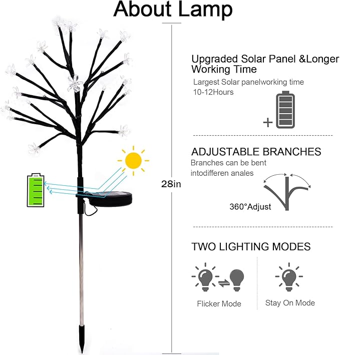 Solar Garden Lights Waterproof, Solar Lights Outdoor Decorative 4Pack, 80Led - Image 3