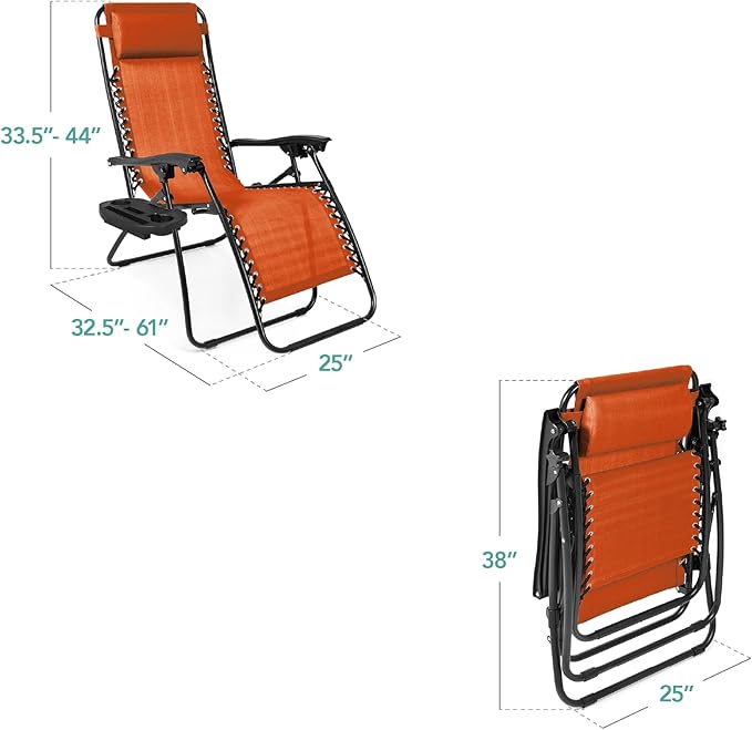 Best Choice Products Set of 2 Adjustable Steel Mesh Zero Gravity Lounge Chair - Image 3