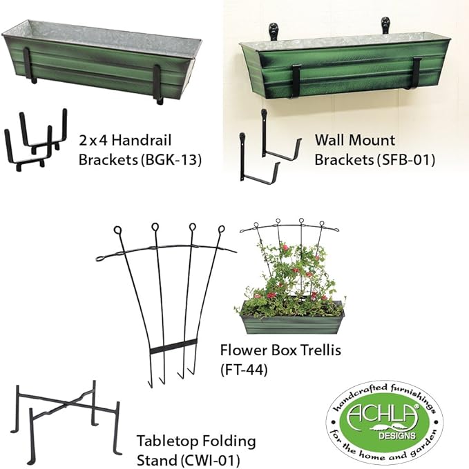 Achla Designs Galvanized Window Flower Box Planter-Green-Small - Image 3